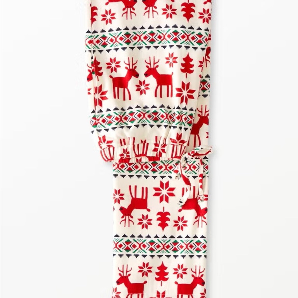 Hanna Andersson Adult (Unisex) Red and White Reindeer Pajamas Pants